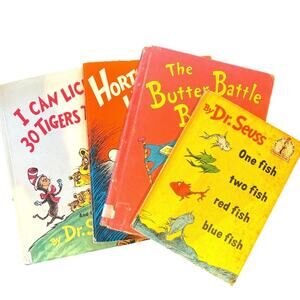 Four Fun VTG Dr. Seuss books, Fish, Tigers, Butter Battle, Horton - FAIR